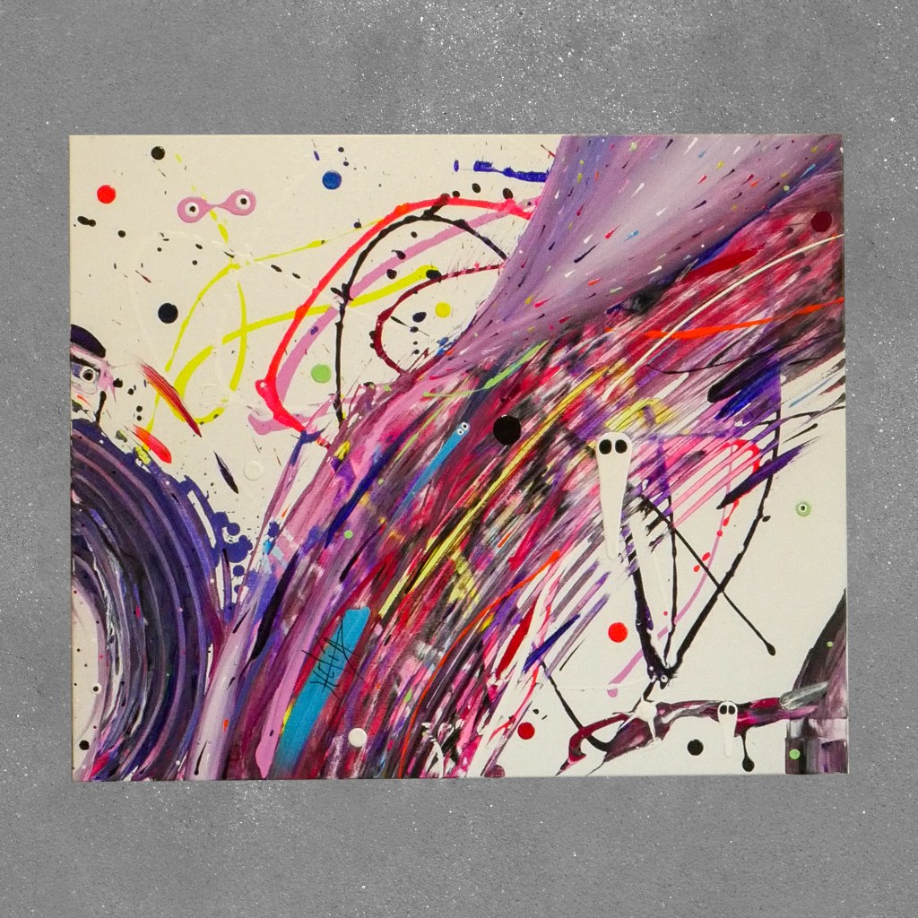 Peinture Art Hélia José Spaghettification (C6​H10​O5​)n + (Cx​Hy​Oz​Nw​) + (H2​O)